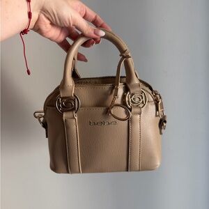 bebe Beige Mini Bag with Gold Accents